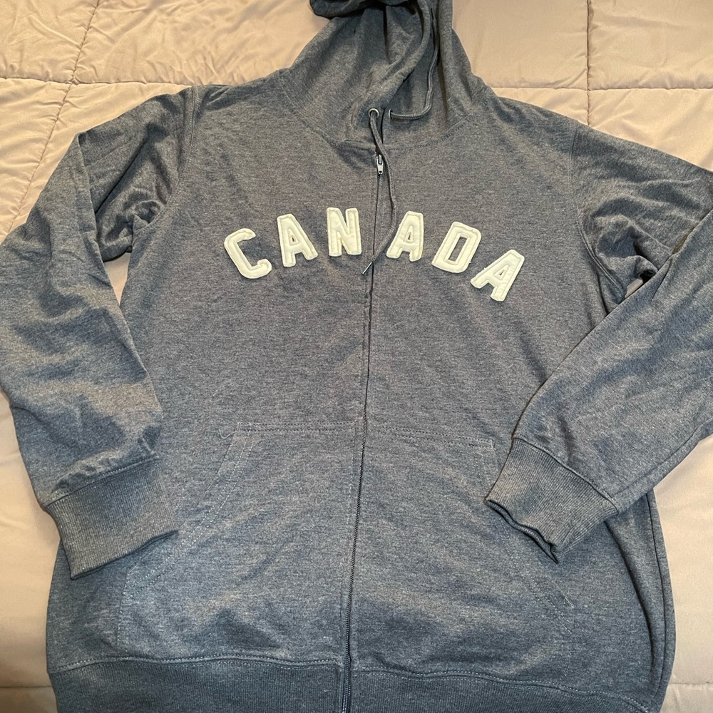 Canada Zip-Up Hoodie Sweatshirt - Gray